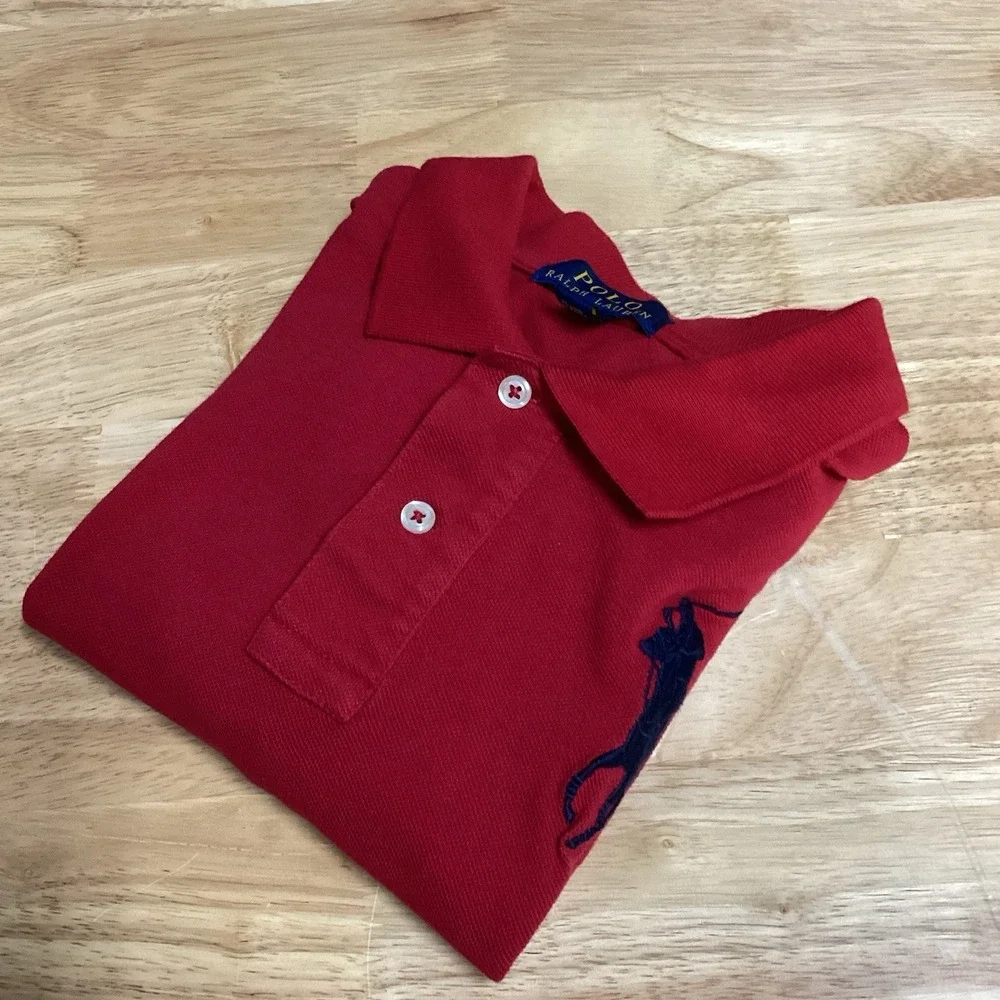 Boys Polo Ralph Lauren Big Pony Short Sleeve‎ Golf Polo- Red- Lg (14/16)